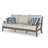 Inaya Outdoor Sofa, 4 Throw Pillows, Cream White, 89 Inch Brown Metal