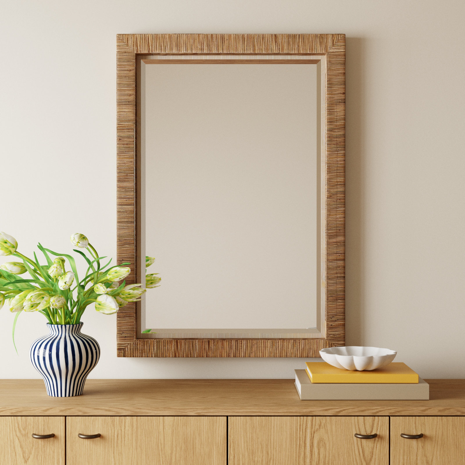 Adrianne 29" Solid Wood Accent Mirror, Brown