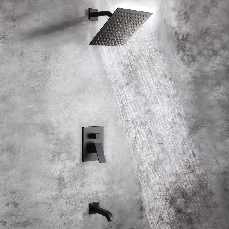 Robinet de douche avec bec de baignoire, Noir mat