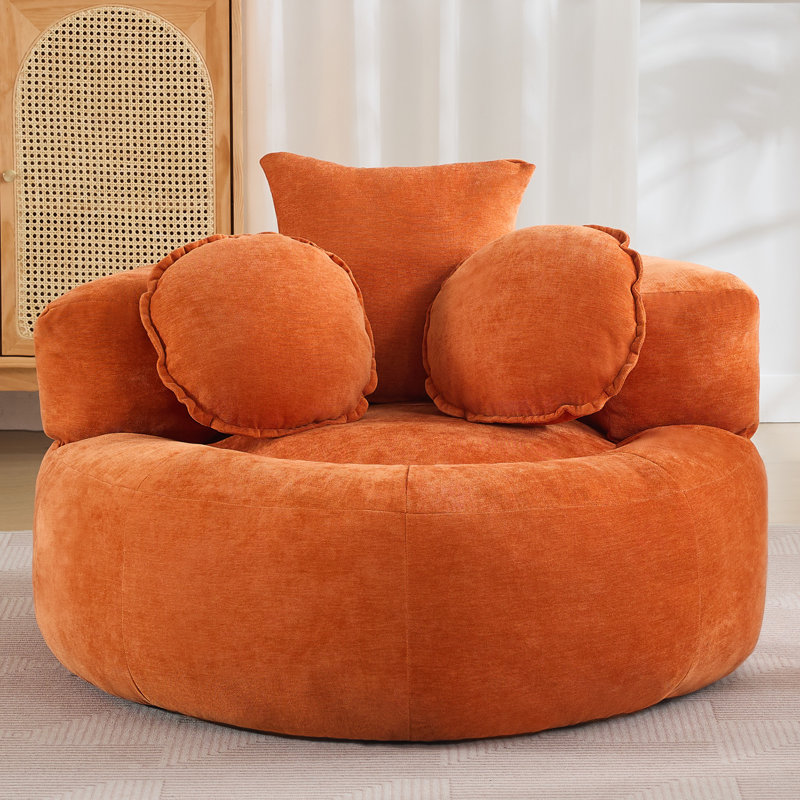 42" Low-Profile Floor Hugge Compression Chair, Orange, No
