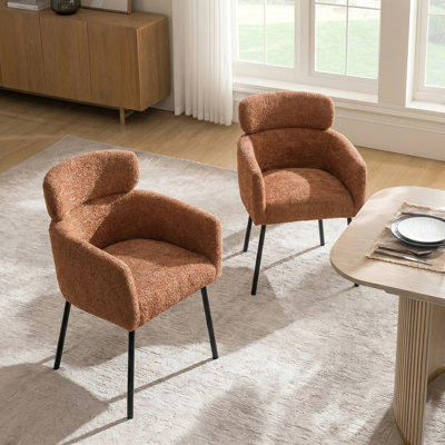 Turgeon Boucle Mid-Century Modern 19"H Dining Chair With Adjustment Feet