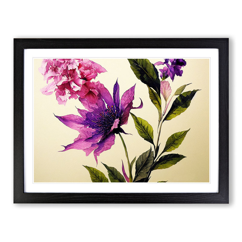 Serene Flowers - Framed Print, Black, 25cm H x 34cm W x 2cm D