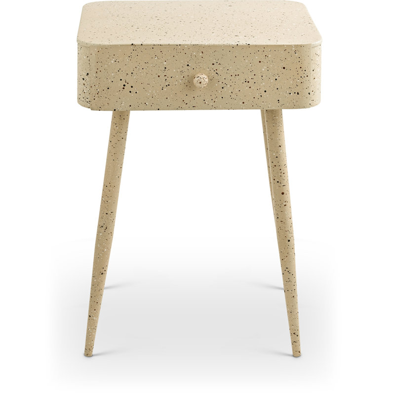 Rylan 1 - Drawer Iron Nightstand, Beige Terrazzo Pattern
