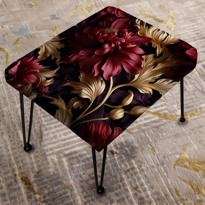 Damask Purple Baroque Floral Dreams - Damask Rectangle Ottoman