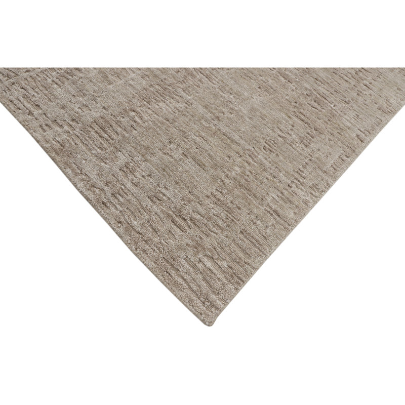 Hand Knotted Area Rug in Taupe/Ivory, Rectangle 6' x 9'