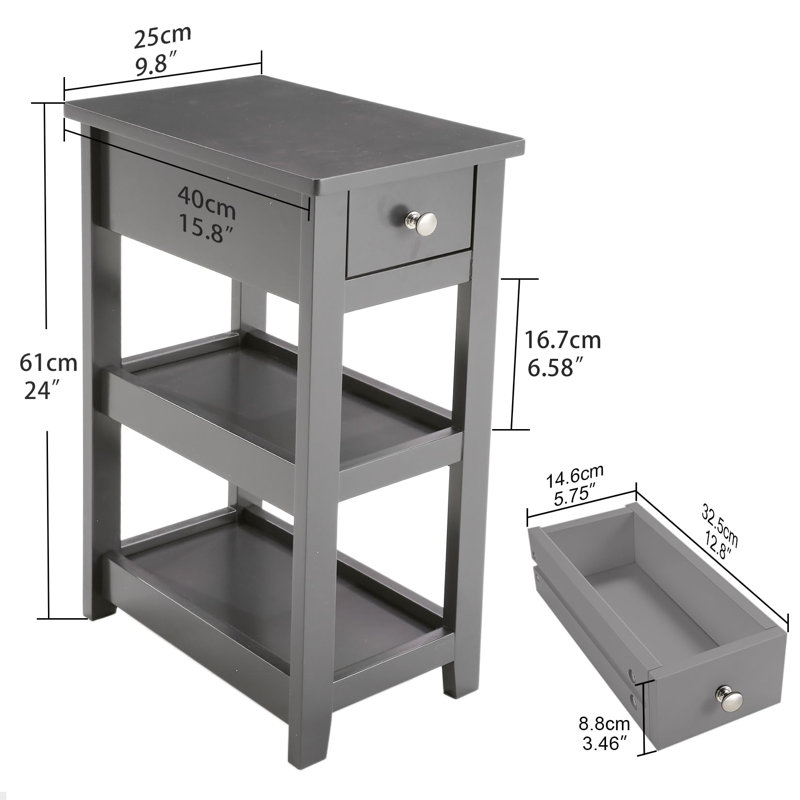 End Table Set with Storage, Gray