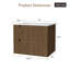 Meuble-lavabo mural avec lavabo, lavabo à armoire flottante, système de fermeture en douceur, 2 très grands tiroirs, noyer-633917707