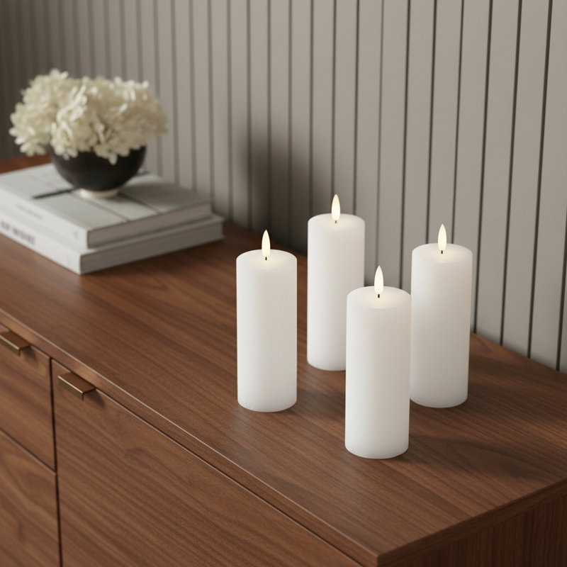 Ensemble de quatre bougies sans flamme blanches sans parfum