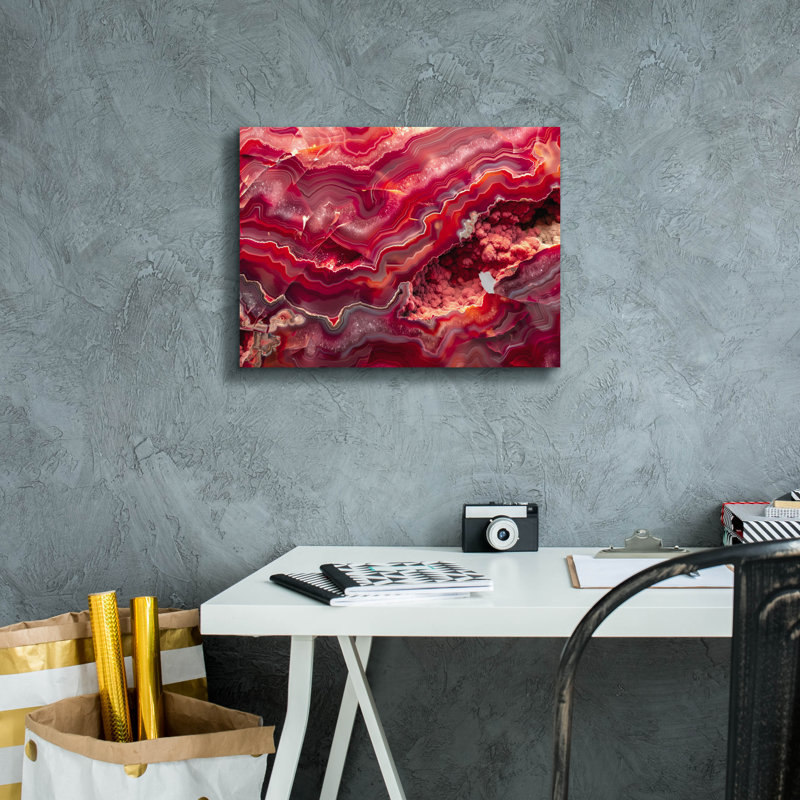 «Red Mineral Mosaic» par Svetlana Aleynikova, art mural sur toile, H 12 po x l 16 po