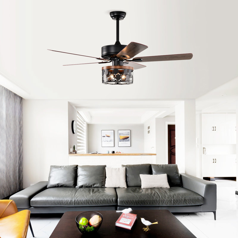 Ventilateur de plafond 52 po avec pales en contreplaqué avec télécommande pour le salon, la chambre à coucher