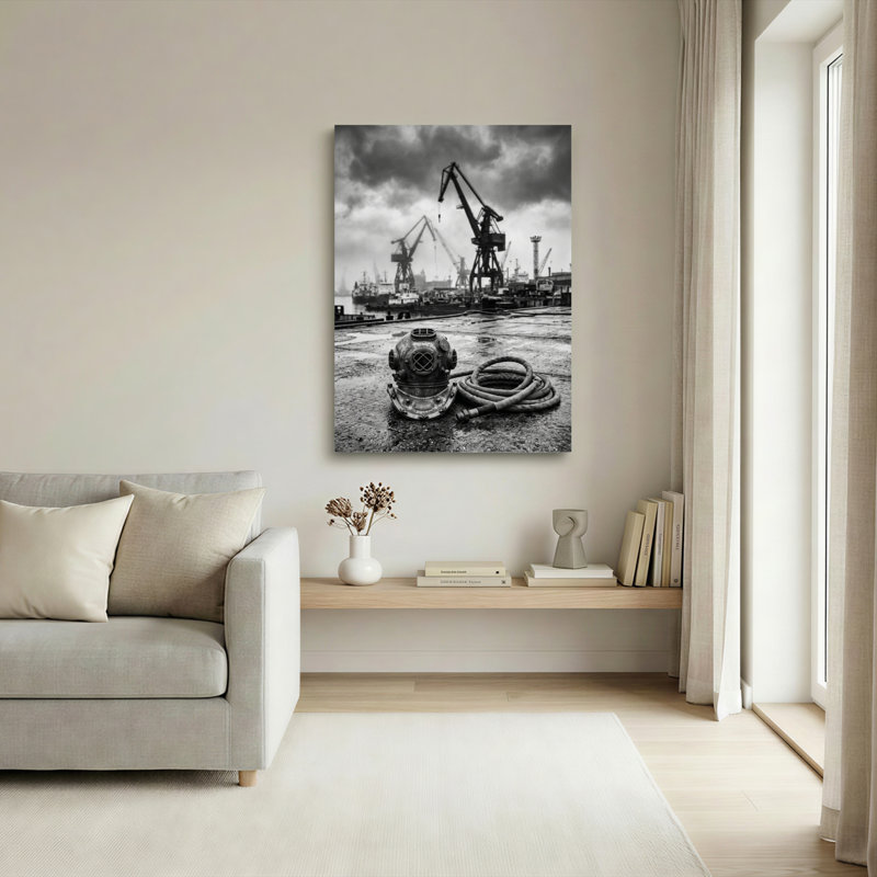 Ensemble de 1 tableau sur toile représentant un port industriel, 24"H x 18"W, Wrapped Canvas