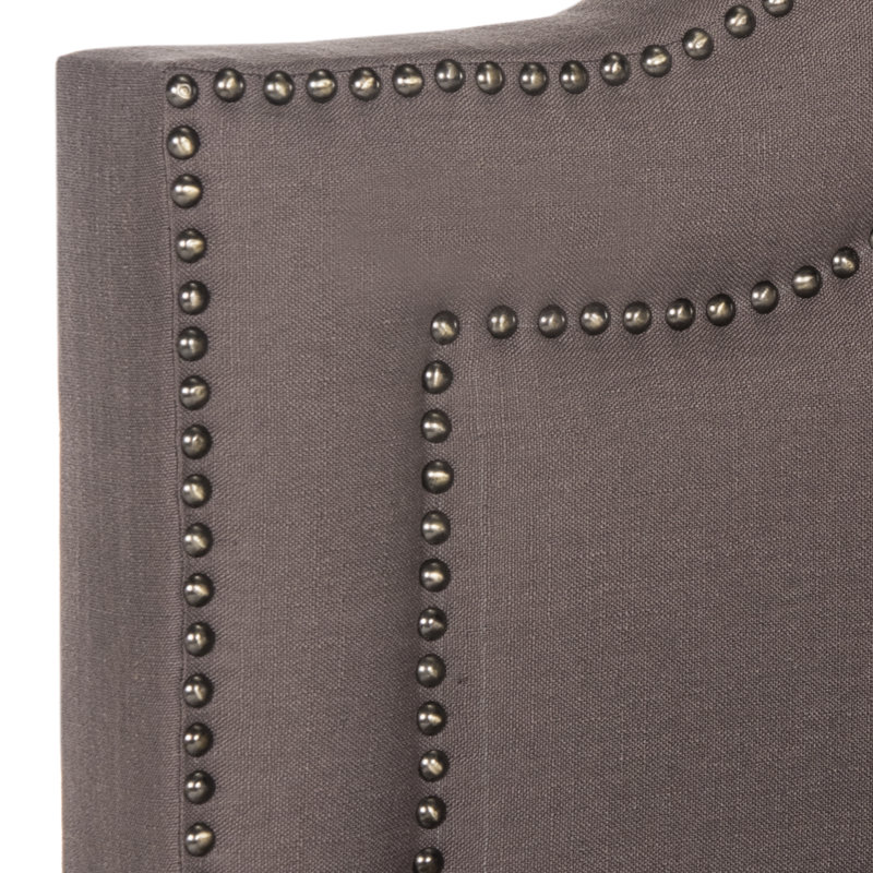 Upholstered Standard Bed, Full, Dark Taupe/Brass