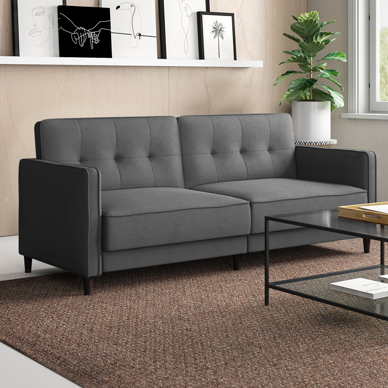 Karaline 81'' Upholstered Convertible Sofa, Dark Gray