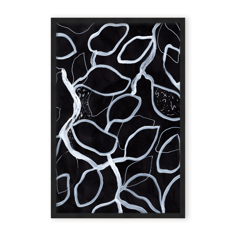 Abstract Tangled by  - Picture Frame Graphic Art on Paper, 24" H x 16" W x 1.125" D, Framed Matted Print, Black