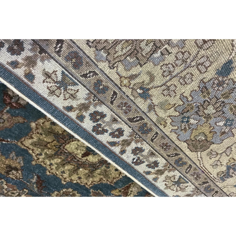 Wool Oriental Area Rug in Blue/Beige