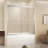 56-60" X 60" Tempered Glass With Explosion Proof Film, Aluminum Frame Double Sliding Shower Door, "1/4 (6 Mm), Stainless Steel Handle,Brushed Nickel-123210056