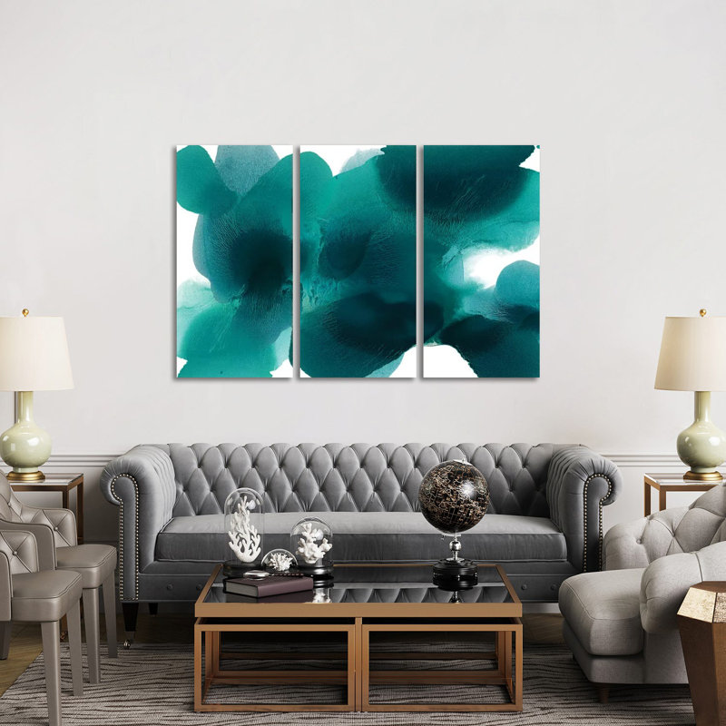 Free Form Cerulean - ensemble d'art mural sur toile tendue (ensemble de 3)
