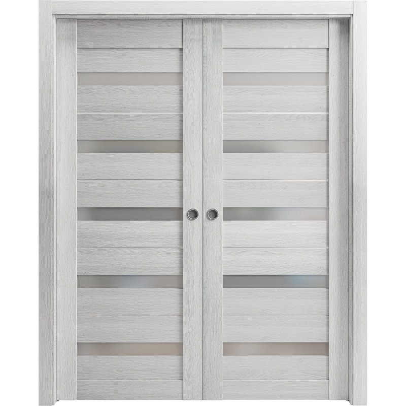 Portes de placard coulissantes en bois givré Quardo, 84 po x 80 po, gris