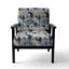 Fauteuil décoratif tapissier bleu et blanc à motif floral exotique