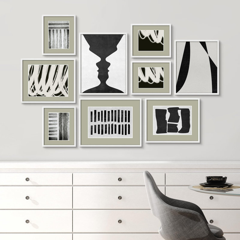 Monochromes, illustrations abstraites, art moderne, petit décor, Blanc