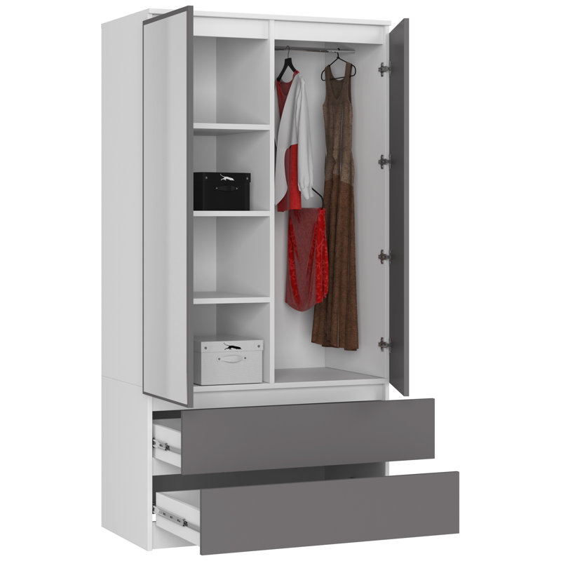 Spasoje 2 Door Manufactured Wood Wardrobe, 180cm H x 90cm W x 51cm D