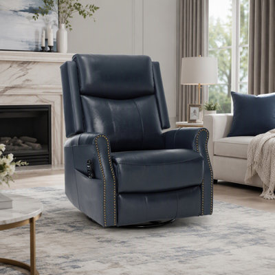 Fauteuil inclinable manuel avec fonctions de massage, chauffage, bascule et pivotement, et revêtement en cuir haut de gamme pour un confort optimal dans votre salon.