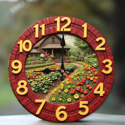 chemin de fleurs ferme horloge de jardin