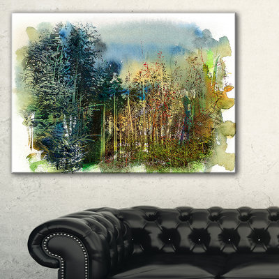 « forest motif », reproduction de peinture à l’aquarelle sur toile tendue encadrée