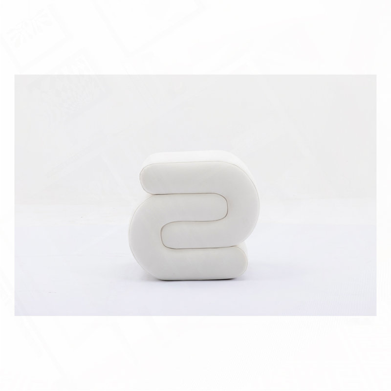 S-shape Ottoman Makeup Stool Footstool, White Velvet