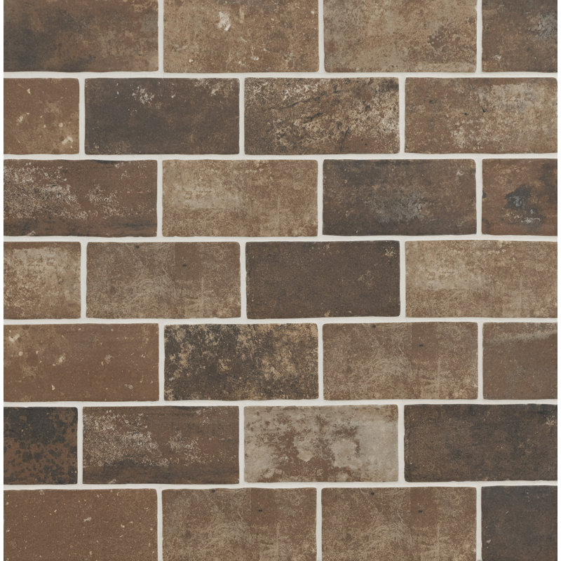 Carreau de mur et de brique en porcelaine matte 5 po x 10 po Montello, Rouge