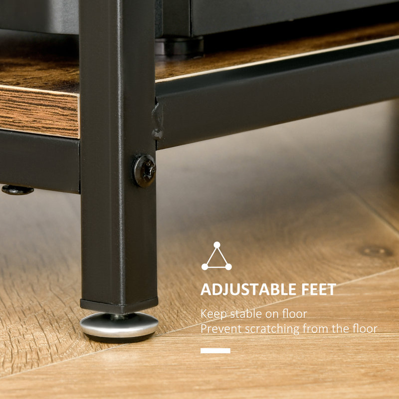 Eachern Metal Base Computer Desk, Rustic Brown, Black