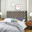 Tufted Upholstered Queen Size Bed Headboard In Modern Button Design, Adjustable Solid Wood Head Board, Solid Wood Head Board With Durable Metal Legs In Bedroom-808229434