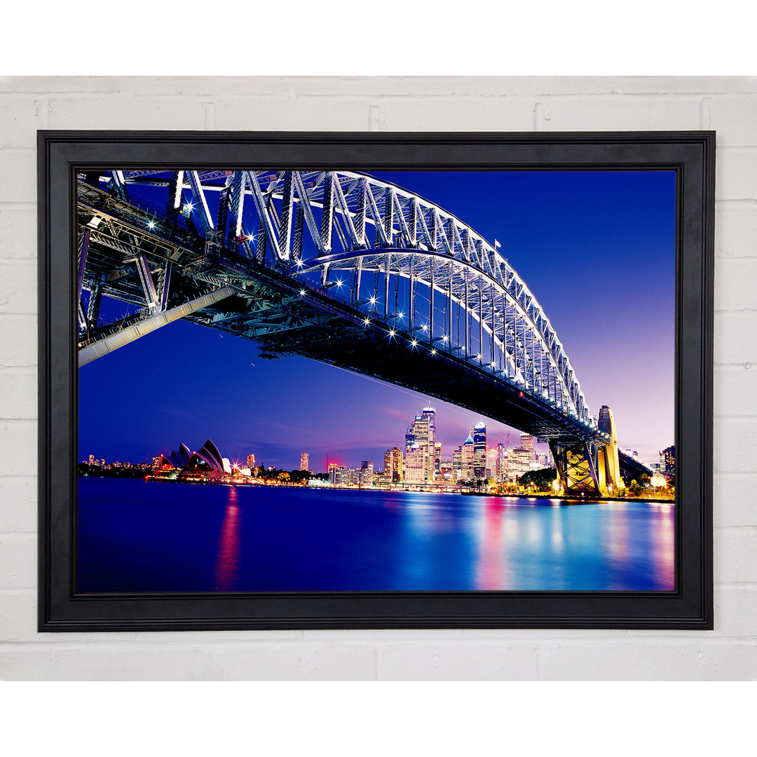 Sydney Harbour Bridge Blue Night Gerahmter Druck