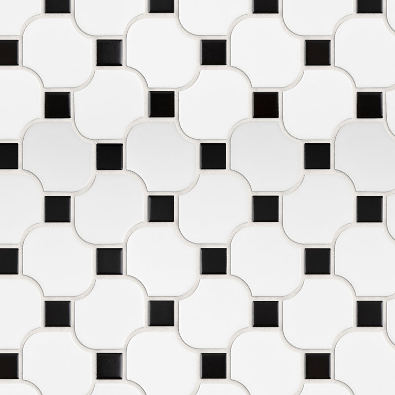 Carreau de mosaïque en porcelaine Supreme, Blanc / Noir