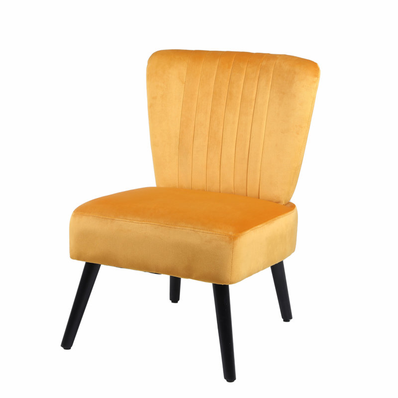 Trombly Velvet Slipper Chair, Yellow