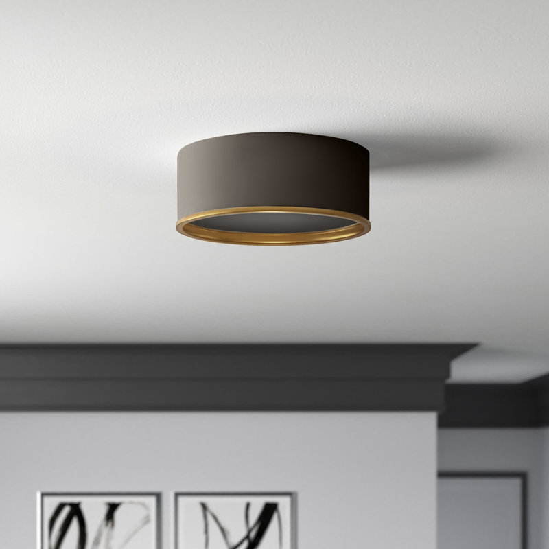 Plafonnier encastré cylindrique unique / remarquable à 3 lumières de 16 po Hafner, Noir mat