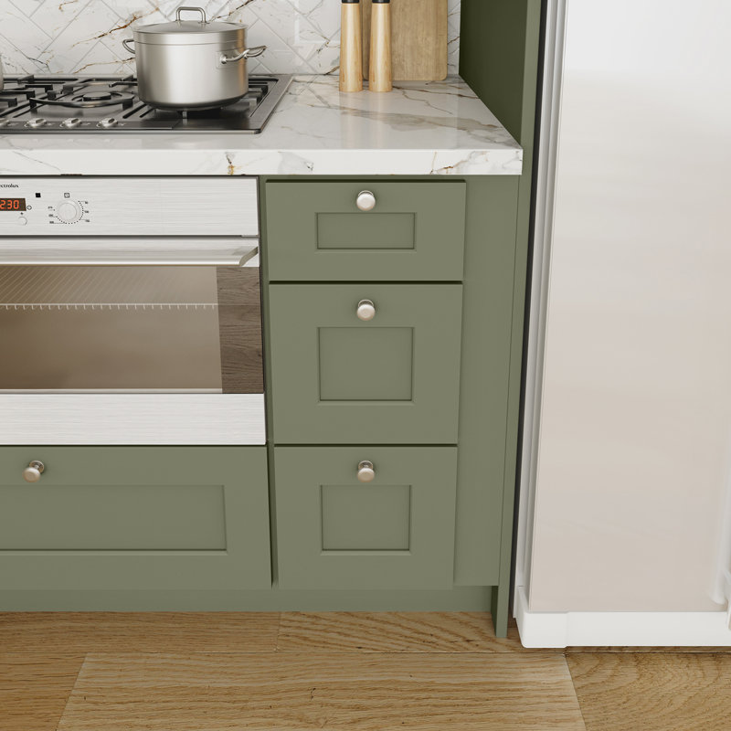 Armoire de cuisine en bois massif prête à assembler, 12", Vert sauge
