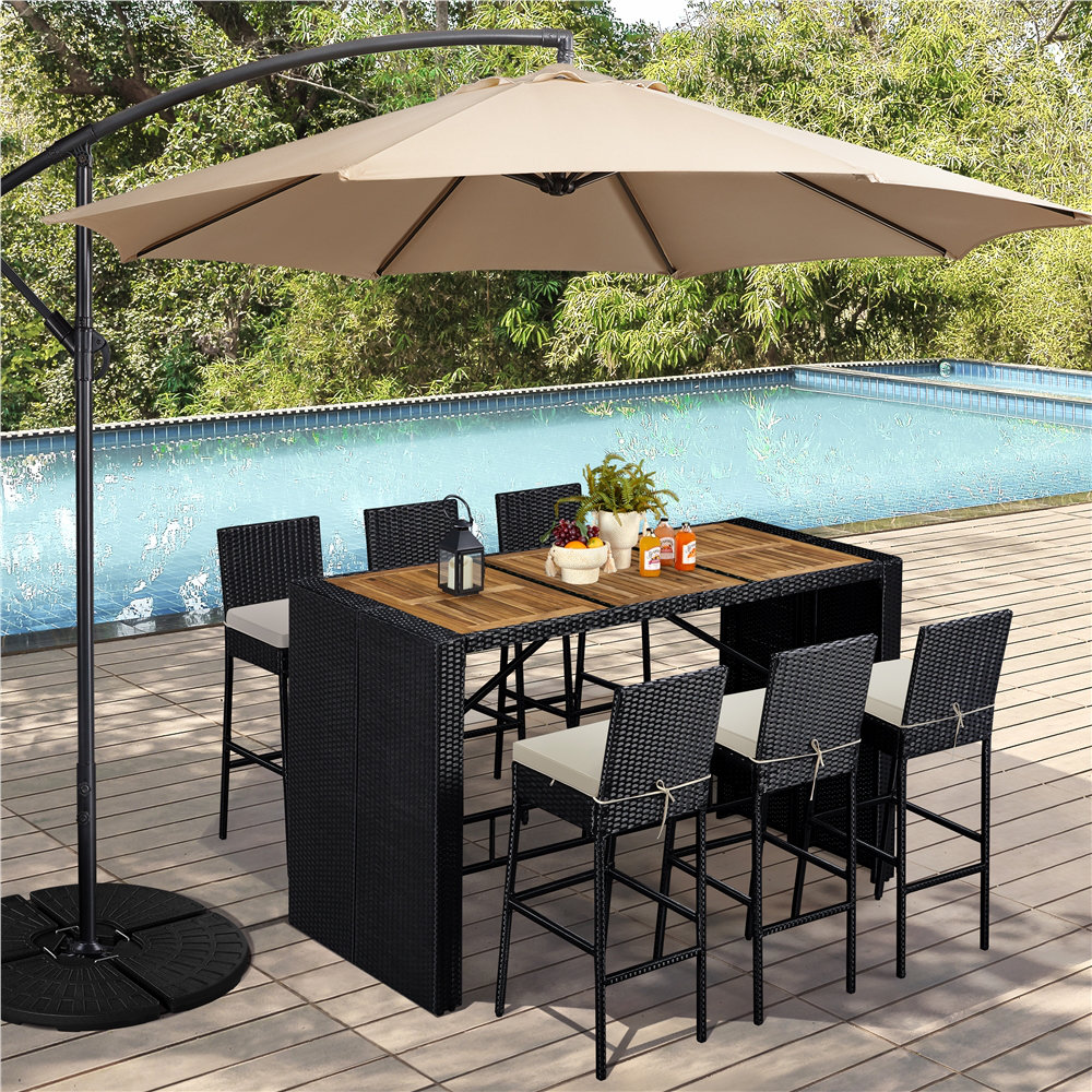 Wade Logan® Aybars 7-Piece Outdoor Bar Set Table and Chairs & Reviews | Wayfair