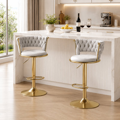 Swivel Upholstered Counter Stool with Metal Frame