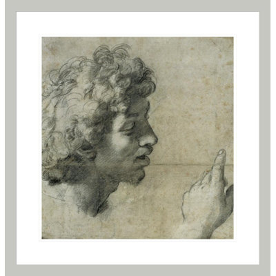 Étude pour la tête et la main d'un apôtre par Raphael, impression giclée encadrée