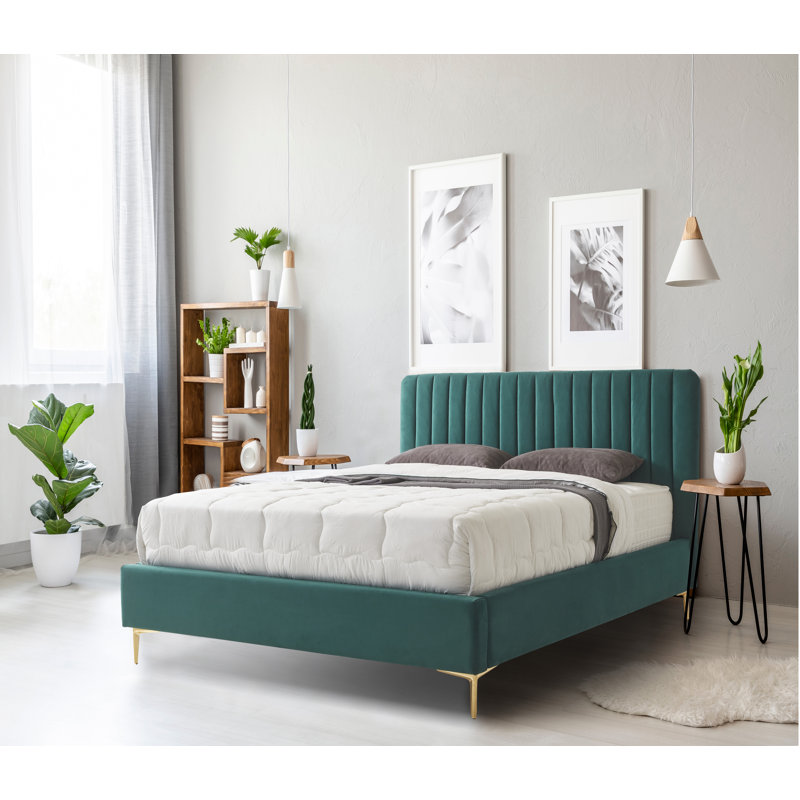 Upholstered Bed, Double (4'6), Green
