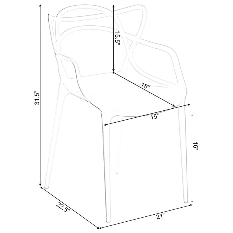 Chaise avec accoudoirs empilable Lyvia, Noir