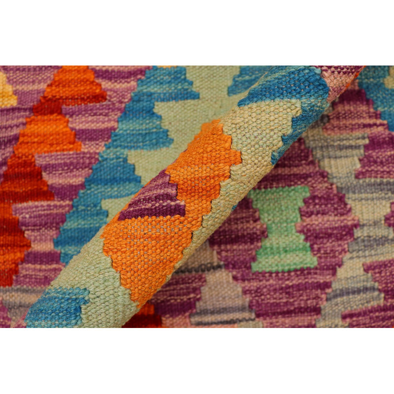 Tapis mauve / bleu / gris en laine noué à la main 3 pi 6 po x 4 pi 9 po Soderlund