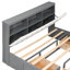 Grand lit avec plateforme en bois gris, rangement pour tête de lit, 4 tiroirs et support à chaussures-11360620