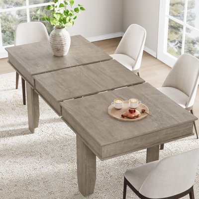 63"–86.6" Extendable Dining Table for 6–10, Farmhouse Rectangular Kitchen & Dining Room Table with Butterfly Leaf, Sturdy Wooden Frame Dining Table