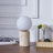 11.5" Modern Natural Travertine Table Lamp with Milky Glass Globe Shade