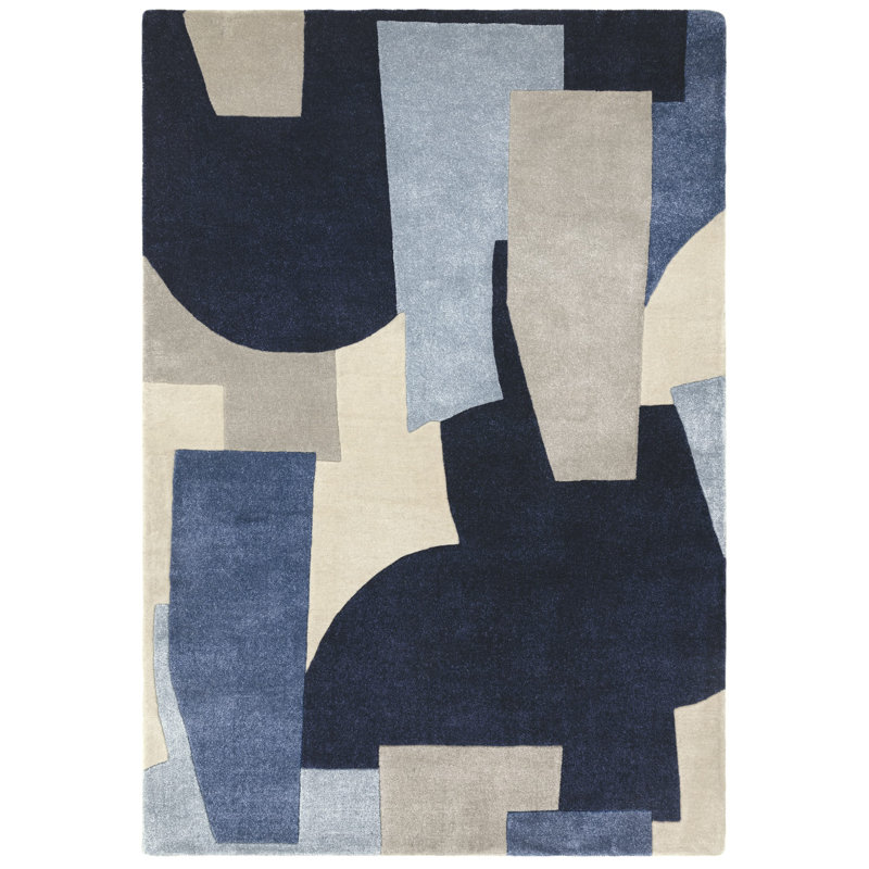 Atticus Abstract Hand Tufted Recycled P.E.T Blue Area Rug, Rectangle 160 x 230cm