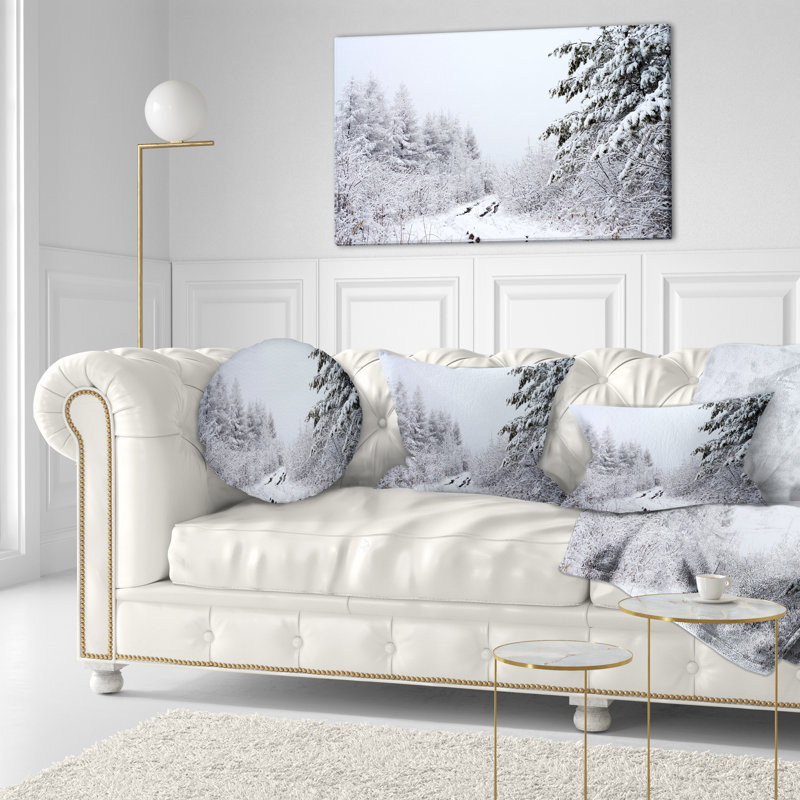 Oreiller en paysage de forêt frosted, 12 po x 20 po, Coussin lombaire