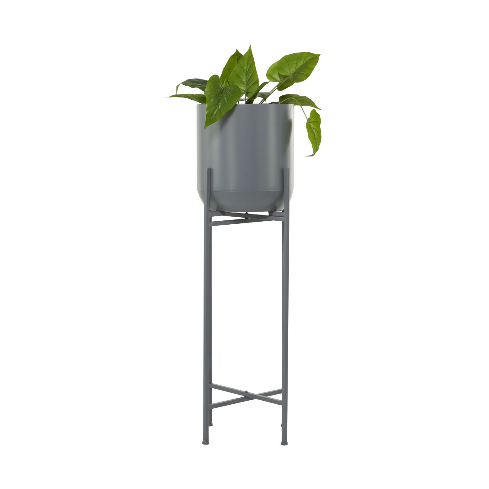 Metal Pot Planter, Gray, 41.5" H x 13" W x 13" D