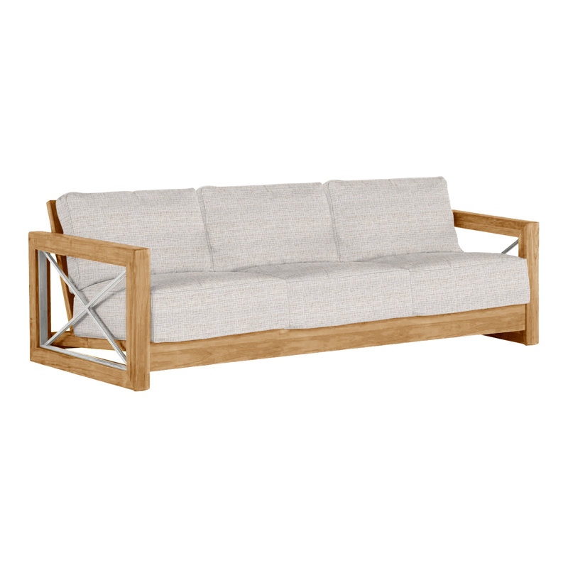 Canapé d'extérieur en teck Malta Malta, Pas de passepoil + bourre standard, Perigold ‑ sables blancs, Teck naturel